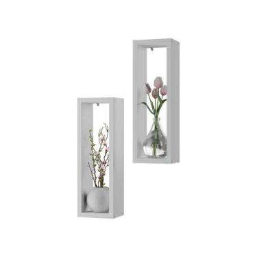 Imagem de Kit Nicho Decorativo Stella Branco para Sala Hall 40 x 10cm - Mercado 