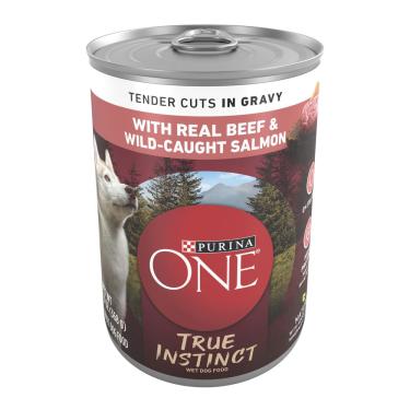 Imagem de Comida úmida para cães Purina one True Instinct Beef Salmon 390mL x12