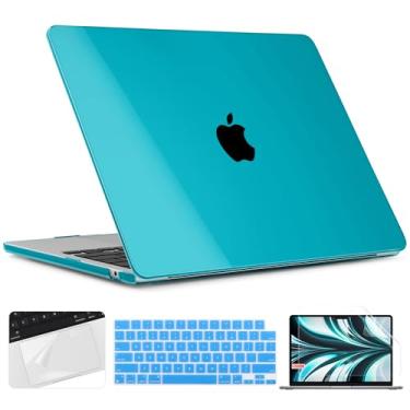 Imagem de TWOLSKOO Capa para MacBook Air de 13,5 polegadas versão 2025 2024 2022 M4 A3240 M3 A3113 M2 A2681, capa rígida de plástico, película de trackpad, capa de teclado e película de tela para MacBook Air de