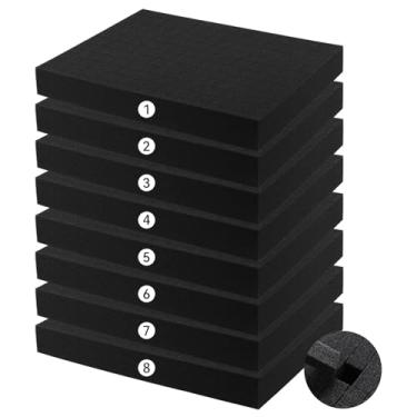 Imagem de Aolabela Parte De Inserção Espuma - Folha Pré-Cubo Poliuretano Pluck Com Fundo Para Uso Em Caixas, Estojos, Acolchoamento, Câmera, Caixa Ferramentas, Jogo Tabuleiro (8 Peças, 16 X 12 2 Pol.)