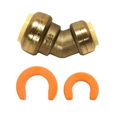 Imagem de 5 peças XFITTING Push Fit 3/4 polegadas x 1 polegada Push Fit 45 graus cotovelo com 2 clipes de desconexão, 30-6-4 = 5W.2C