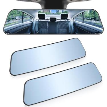 Imagem de JOYTUTUS Espelho retrovisor, pacote com 2 espelhos retrovisores panorâmicos antirreflexo de 30,5 cm com encaixe amplo angular convexo, reduz efetivamente o ponto cego, universal para mais caminhões