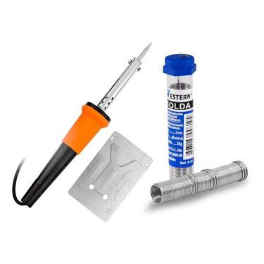 Imagem de Kit Soldador Ferro De Solda 127v 30w + Tubo De Estanho 4m - Western
