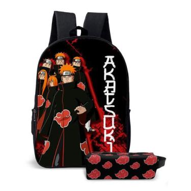 Imagem de Mochila Volta as Aulas Anime Nuvem Vermelha Justu Naru Fãs Faculdade T