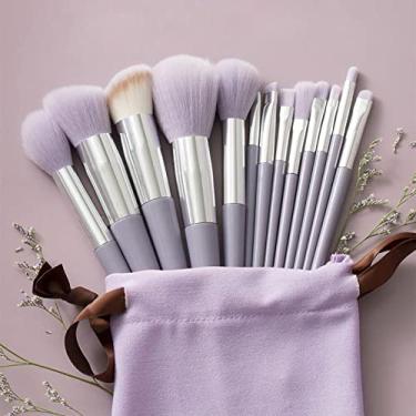 Imagem de 13pcs Brush de Maquiagem Conjunto Macio Macio para Corretivo de pó Facial Com 5 Grandes Pincéis Pequenos para Os Amantes de Maquiagem para Iniciantes (Roxo)