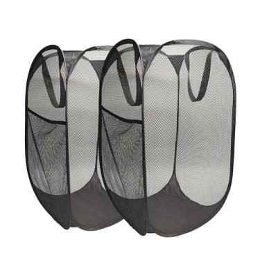 Imagem de O cesto de roupa suja pop-up atualizado apresenta um design de malha de bolso lateral respirável, tornando-o ideal para quartos, apartamentos, dormitórios, viagens, viagens de negócios e armazenamento