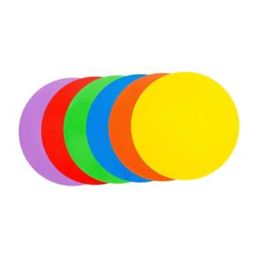 Imagem de Aymzbd Pontos de treinamento Marcadores de cones planos Os marcadores de campo de campo estão sentados para o basquete em sala de aula, 6 Peças