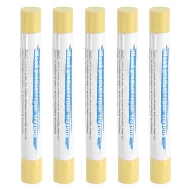 Imagem de HARFINGTON 5 peças de bastões de enchimento de madeira, cera de madeira, retoque de móveis, gizes de cera de reparo para madeira, amarelo pálido