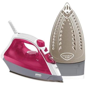 Imagem de Ferro De Passa Roupa Vapor Cerâmica Base Antiaderente Arno Rosa 127v, 