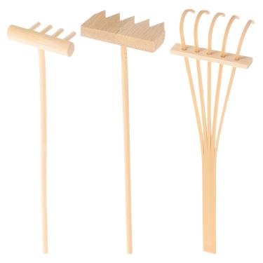 Imagem de HEALLILY Mini Ancinho de Jardim Zen Conjunto de Ferramentas de Bambu Rake Areia Rock Push Caneta de Desenho Acessórios de Decoração de Mesa 3 Peças