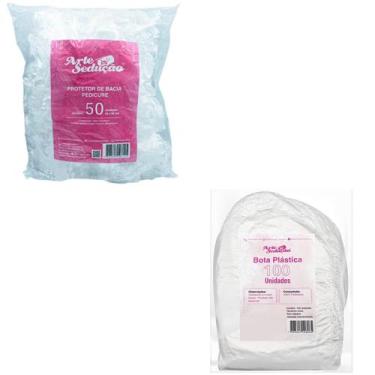 Imagem de Kit 100 Bota Descartáveis + 50 Protetor De Bacia Pedicure - Arte Seduc