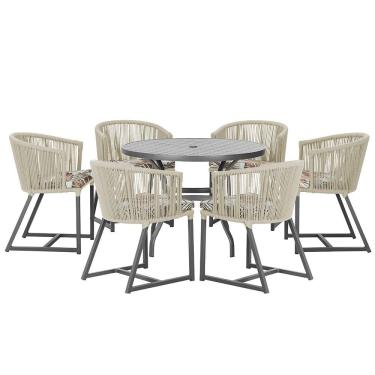 Imagem de Mesa com 6 Cadeiras de Jantar Roma 120cm e Noronha em Alumínio