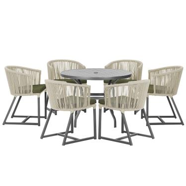 Imagem de Mesa com 6 Cadeiras de Jantar Roma 120cm e Noronha em Alumínio