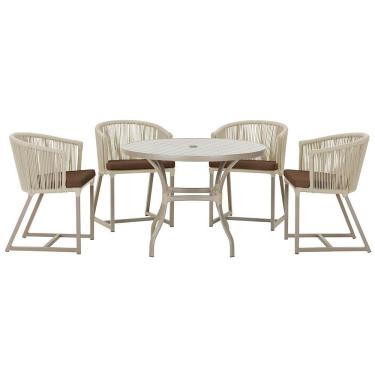 Imagem de Mesa com 4 Cadeiras de Jantar Roma 100cm e Noronha em Aluminío