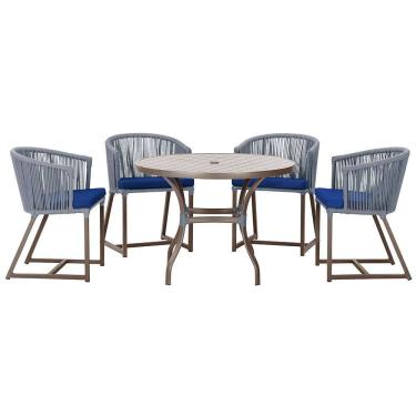 Imagem de Mesa com 4 Cadeiras de Jantar Roma 100cm e Noronha em Aluminío