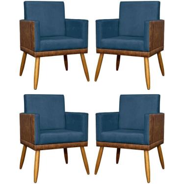 Imagem de Kit 4 Poltronas Modernas Lis Corino e Pé 30cm - Marrom Suede