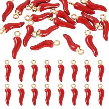 Imagem de Spritewelry Pingentes de liga esmaltada, pingentes de pimentão vermelho, acessórios para pulseira, brinco, colar, faça você mesmo, orifício para fazer artesanato: 2 mm, Mixed, Metal, Sem Pedra