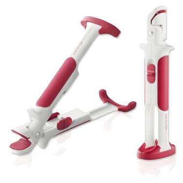 Imagem de Pinça de cozinha resistente ao calor de mandíbula dupla - Pinça de silicone com clipe antiescaldante para pratos quentes, tigelas e vaporizadores | Alça antiderrapante com armazenamento compacto