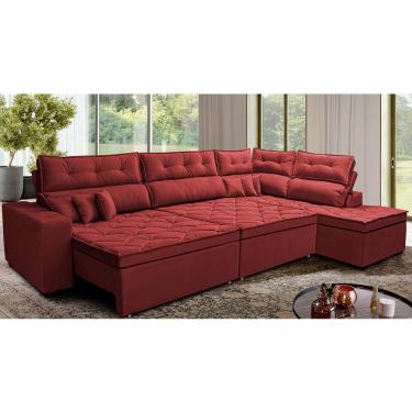 Imagem de Sofá de Canto Retrátil e Reclinável Direito 3,00x2,36m Molas Cama inBox Espanha. Velusoft