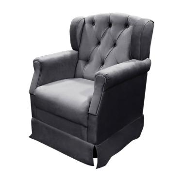 Imagem de Poltrona Cadeira De Amamentação Balanço Ternura Suede Star Confort Chumbo