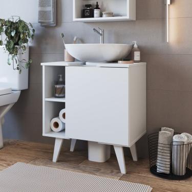 Imagem de Gabinete De Coluna Para Banheiro 01 Porta Silm Sem Cuba Branco