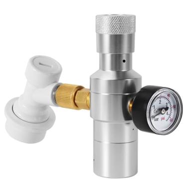 Imagem de Mini regulador de CO2 de estágio duplo atualizado, regulador de barril de cerveja portátil 0-60PSI para Kegerator, dispensador de CO2 com adaptador de rosca de 0,9 cm e trava de bola de gás desconexão