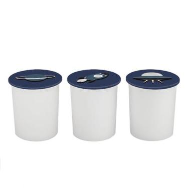 Imagem de Trio de Potes Kit Higiene Bebê Quarto Lavável Astronauta - Neném na Nu