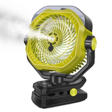 Imagem de Ventilador de nebulização portátil recarregável com névoa de 340 g, exibição de vida útil da bateria, controle remoto, temporizador, leve, 5 velocidades, 22 cm, ventilador de clipe alimentado por