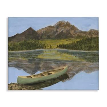 Imagem de Stupell Industries Desenho de arte de parede em tela de lago alpino com canoa por Michael Willett, 20 x 16