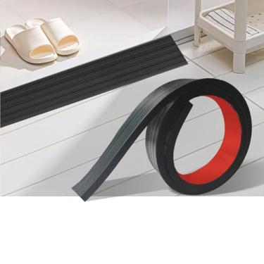 Imagem de Aidjoin Rampa De Borracha Preta 39,3" Lx 1,96" L 0,4" A, Cortável, Adesiva, Antiderrapante, Para Cadeira Rodas, Carrinho Bebê, Scooter, Aspirador Pó Robótico, Capacidade Carga 6 Libras