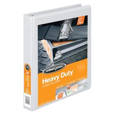 Imagem de Wilson Jones Fichário com 3 anéis de 2,5 cm, fichário resistente com anel D, dobradiça extra durável, branco (W385-14WPP1)