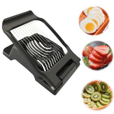 Imagem de JORMEY Cortador de ovos para ovos cozidos, cortador de ovo de alumínio resistente, cortador de morango, para ovos, morangos, tomate, cogumelo, fruta macia (preto)