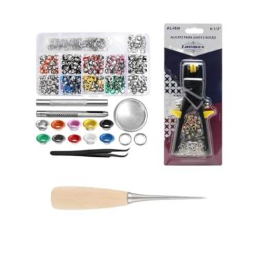 Imagem de Kit Alicate Pressão 2 em 1 para Ilhós e Botões de Metal + 400 Ilhós Coloridos Nº54 e Brindes Exclusivos Perfeito Para Iniciantes E Profissionais, Proporcionando Maior Precisão, Conforto
