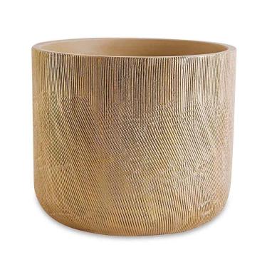 Imagem de Cachepot em Cimento Nude e Dourado - 12x13cm