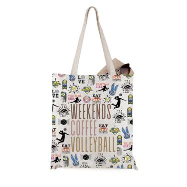 Imagem de WCGXKO Weekends Coffee Volleyball Tote Bag Volleyball Party Favor Gift Sport Coach Appreciation Gift (Bolsa Café Voleibol)