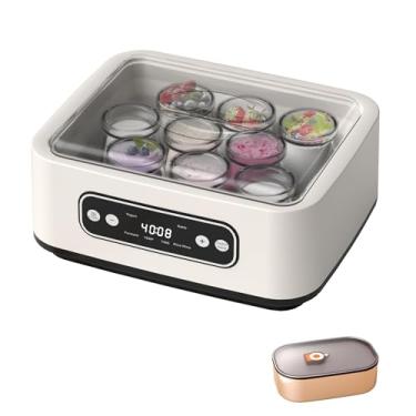 Imagem de Máquina de iogurte probiótico com 9 frascos de vidro, controle ajustável de tempo e temperatura, máquina de iogurte de 1600 ml para iogurte caseiro, versátil e eficiente para uma vida saudável (sem