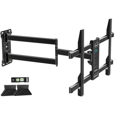 Imagem de HCMOUNTING Suporte de parede para TV de canto de braço longo com extensão de 76 cm para TVs de 81.3 cm-203.2 cm, de pino único, rotação de movimento total, inclinação, suporta até 45