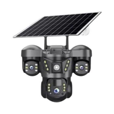 Imagem de Câmera Solar 15MP 4G Externa 3 Lentes Zoom 10X Detecção PIR À Prova D'