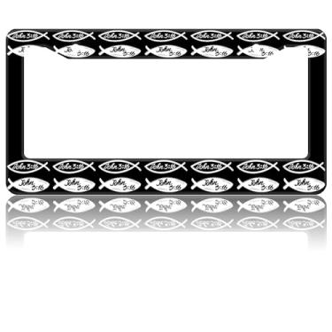 Imagem de NHNXHWIA Molduras de placa de veículo, John 3.16 The Quote on Fish Aluminum Car Tag Cover with Screws for Men Women Car Accessories Decoration Fits Standard Us Vehicles, 12.3" X 16.0 cm