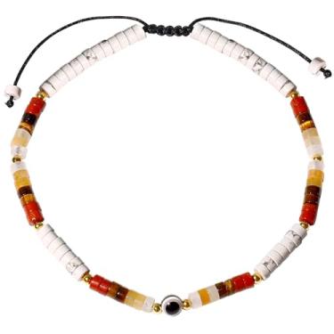 Imagem de Wizock Tornozeleira feminina howlita olho de tigre quartzo jaspe contas riqueza olho turco proteção energia boho praia pé joias