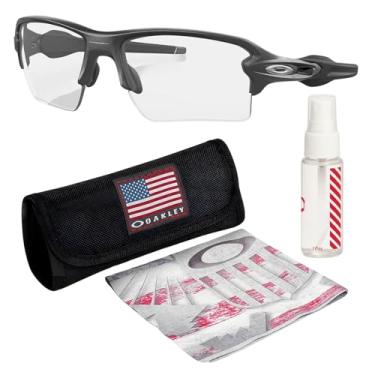 Imagem de OAKLEY Óculos de sol FLAK 2.0 XL OO9188 armação de aço com lentes transparentes 50% pretas e com kit oficial de óculos