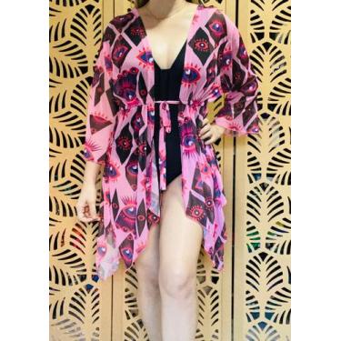 Imagem de Saída de praia kimono assimétrico nas pontas - Rafavi, Rosa, g