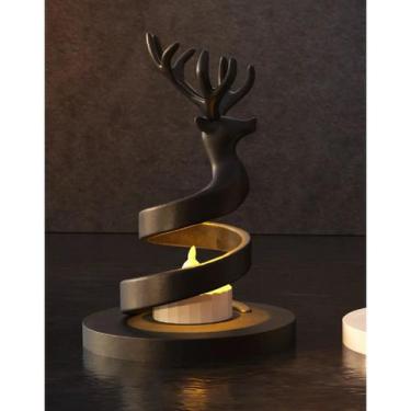 Imagem de Porta-velas Rena Decorativo Elegante + Vela de Led - NoBrand, Preto
