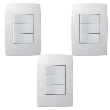 Imagem de Kit 3 Conjunto Interruptor 3 Teclas Simples Pial Plus