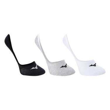 Imagem de Kit Meia Mizuno Cano Invisível Cronos c/ 3 Pares - Cinza e Branco