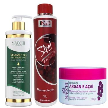 Imagem de Kit Shampoo 1lt Progressiva 1ka Steel 1l+Creme(Natural)