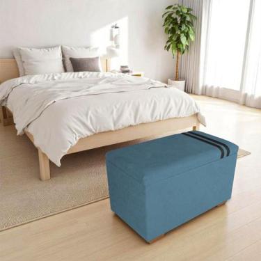 Imagem de Recamier Puff Baú Organizador no Boucle com Cinto Preto - SRJ MÓVEIS, 