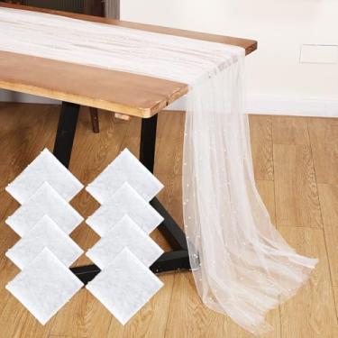 Imagem de Oudain Pacote com 8 toalhas de mesa com 3 metros de pérola, tecido de tule, renda, boho, glitter, toalha de mesa para chá de panela, aniversário, festa de casamento, decorações e suprimentos 75 x 300