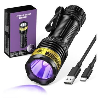 Imagem de Lanterna UV luz preta recarregável por USB 395 nm luz negra mini, lâmpada de madeira, portátil, potente, luzes ultravioleta LED, para cura de resina, vidro de urânio, detecção de urina de cachorro de