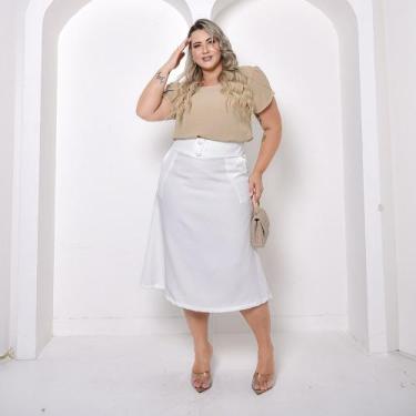 Imagem de Saia Midi em Alfaiataria Com Bolsos Moda Evangélica - Rosamel Moda, Of